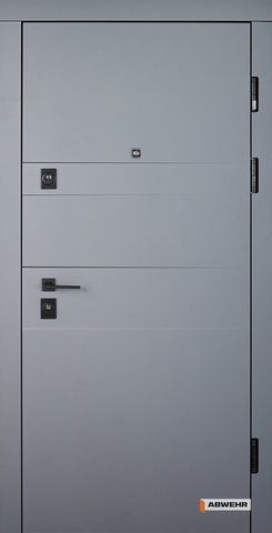 Трехконтурные входные двери модель Moderna комплектация Grand (Асфальт + Белый супемат) ABW-1375 фото